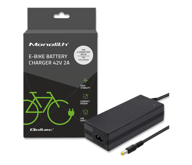 Qoltec Ładowarka do baterii roweru elektrycznego 36V/42V/2A 5.5x2.5 - 1210760 - zdjęcie 3